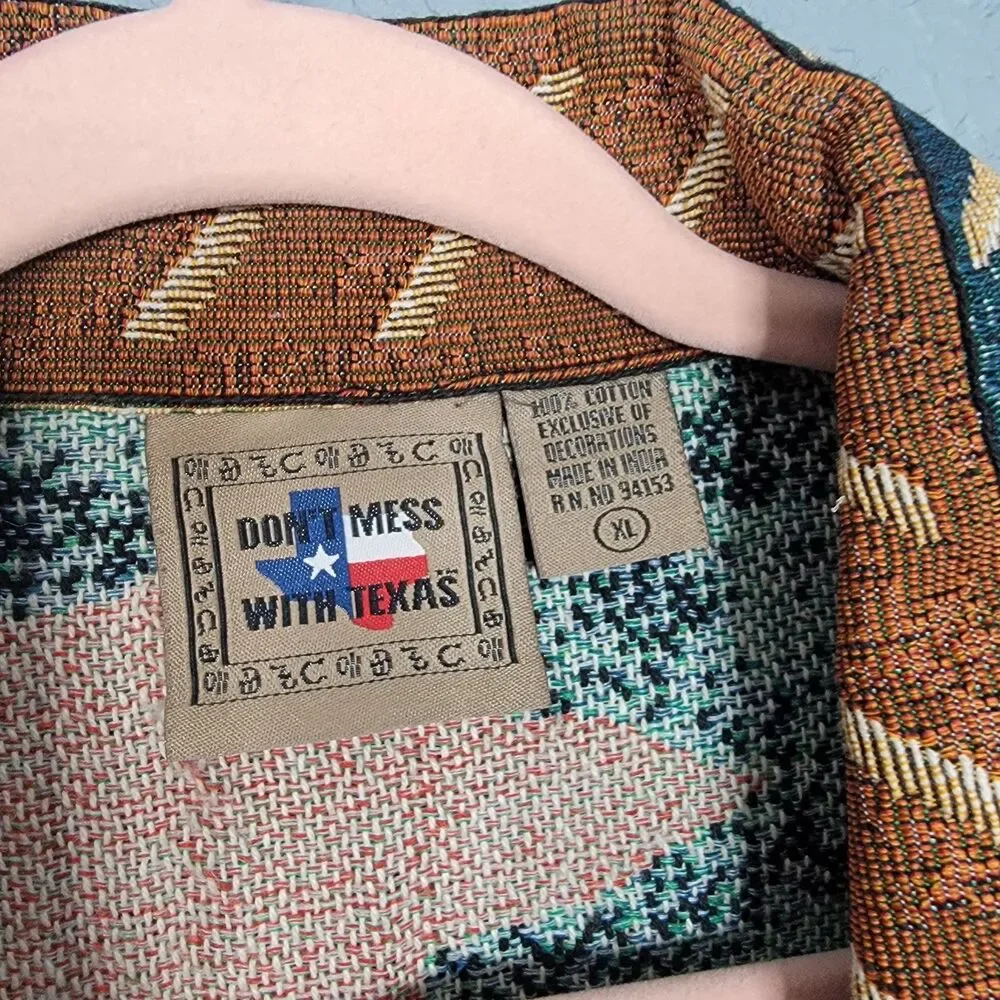 Vintage Don’t Mess With Texas  XL Tapestry Vest Western Star Patchwork Stars 90s